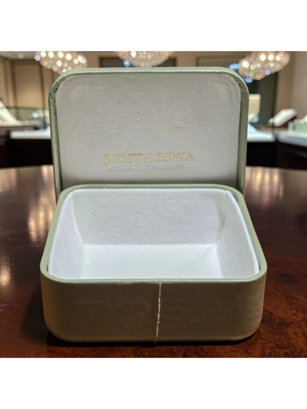 Vintage Judith Ripka Sterling Collection Jewelry Box Green Faux Leather